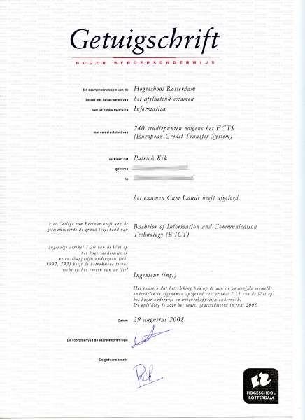 Getuigschrift HBO Informatica Getuigschrift HBO Informatica